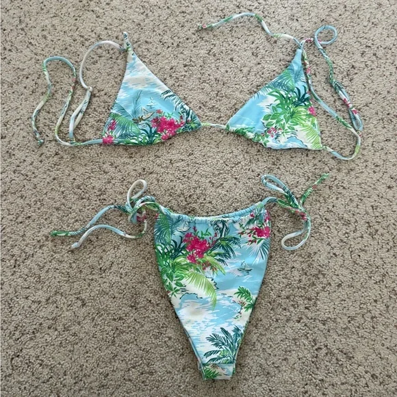 Skatie Ella Floral Triangle Bikini Set - Picture 6 of 7